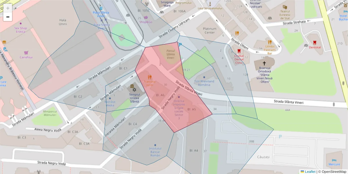 Hartă a codului poștal  și a codurilor poștale învecinate