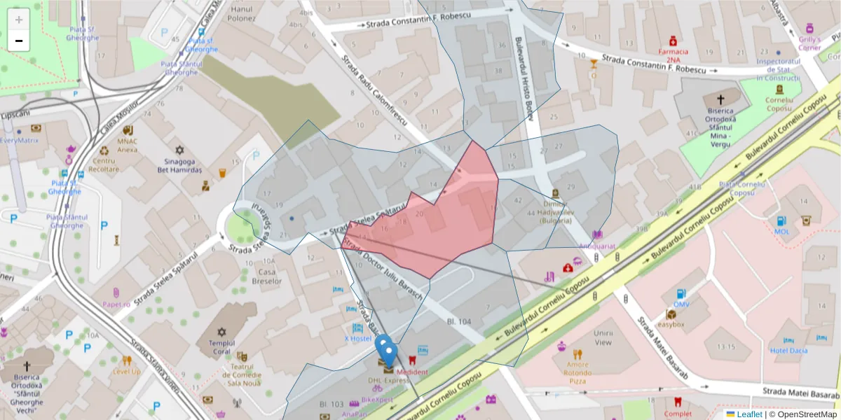 Hartă a codului poștal  și a codurilor poștale învecinate