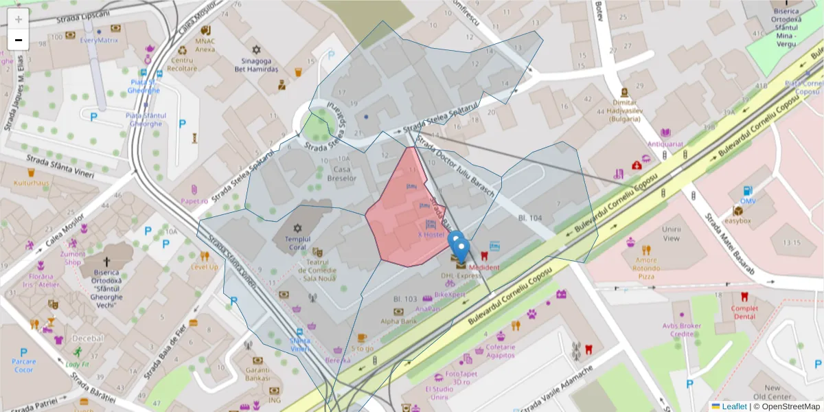 Hartă a codului poștal  și a codurilor poștale învecinate