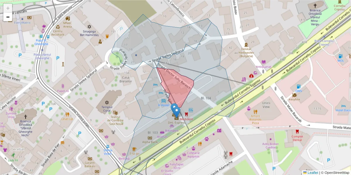 Hartă a codului poștal  și a codurilor poștale învecinate