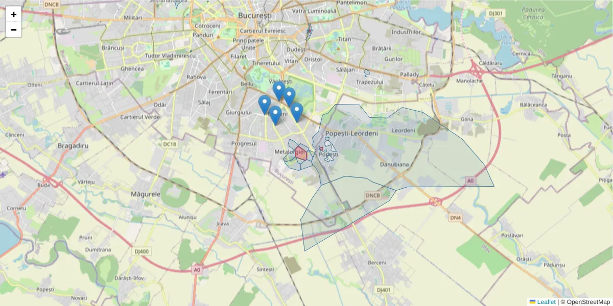 Hartă a codului poștal  și a codurilor poștale învecinate