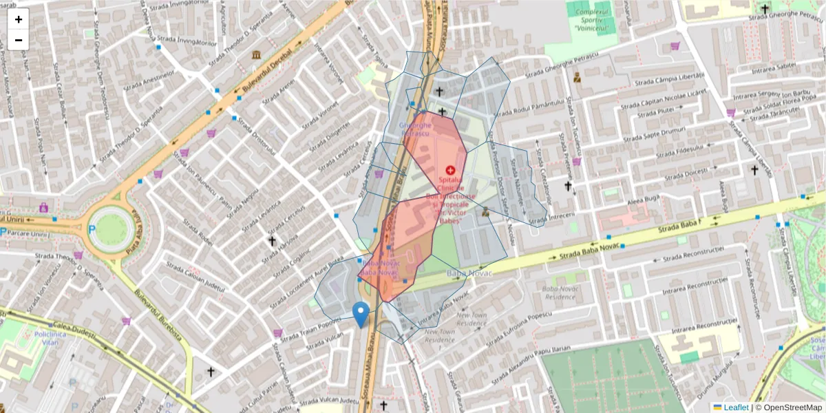 Hartă a codului poștal  și a codurilor poștale învecinate