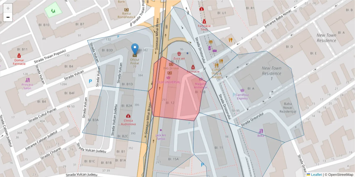 Hartă a codului poștal  și a codurilor poștale învecinate