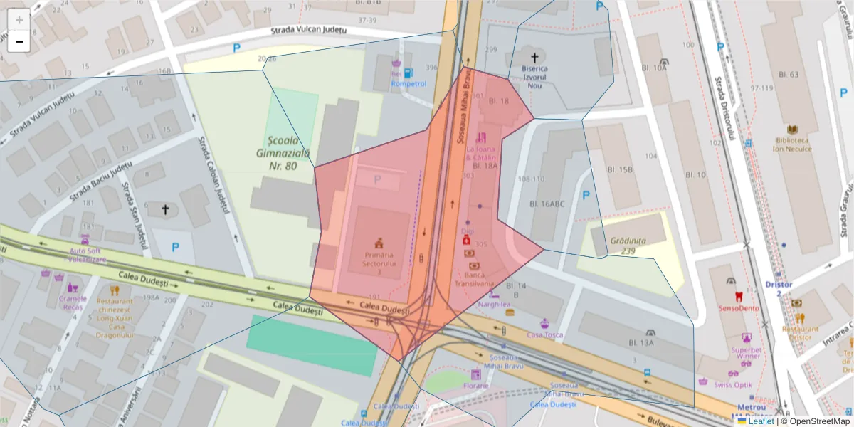 Hartă a codului poștal  și a codurilor poștale învecinate