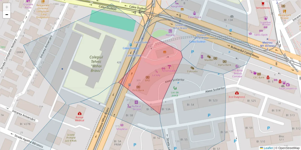 Hartă a codului poștal  și a codurilor poștale învecinate