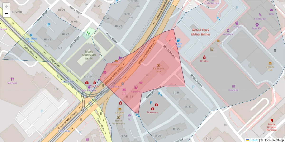 Hartă a codului poștal  și a codurilor poștale învecinate