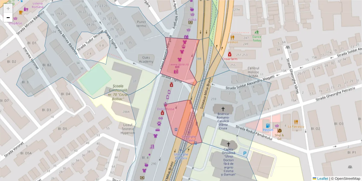 Hartă a codului poștal  și a codurilor poștale învecinate