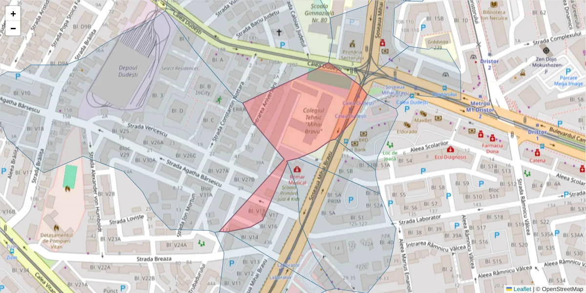 Hartă a codului poștal  și a codurilor poștale învecinate