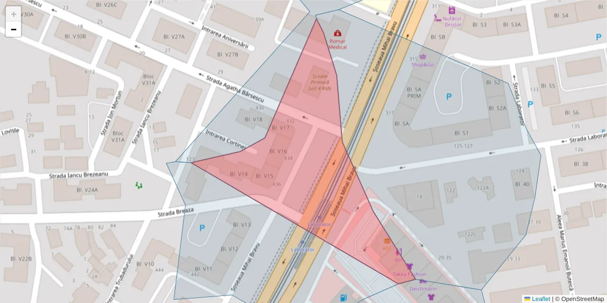 Hartă a codului poștal  și a codurilor poștale învecinate