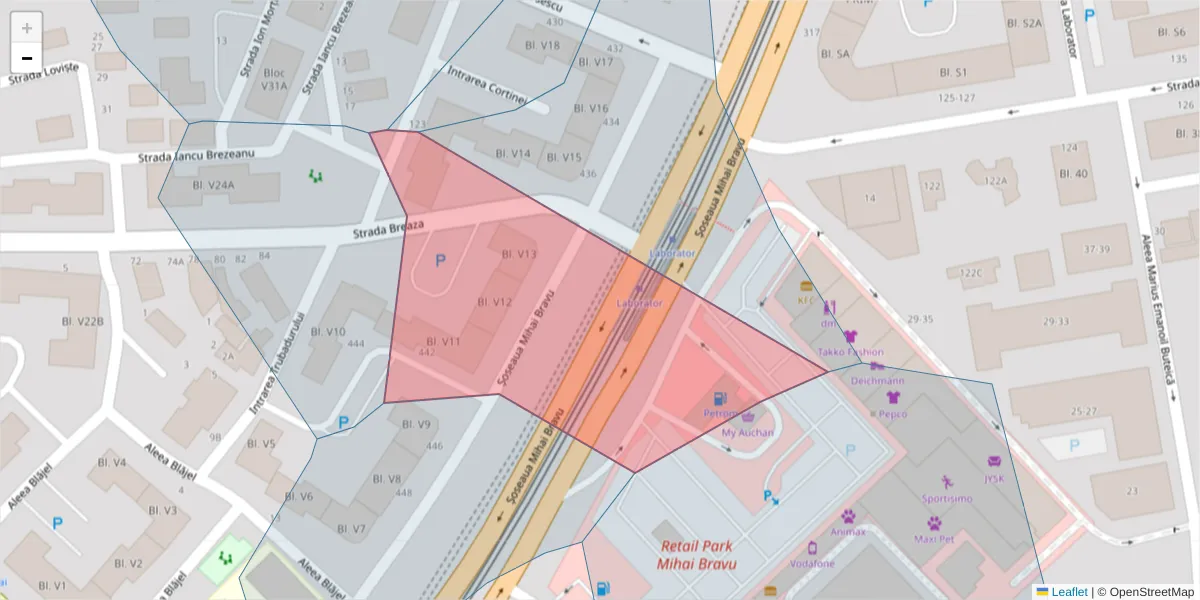 Hartă a codului poștal  și a codurilor poștale învecinate