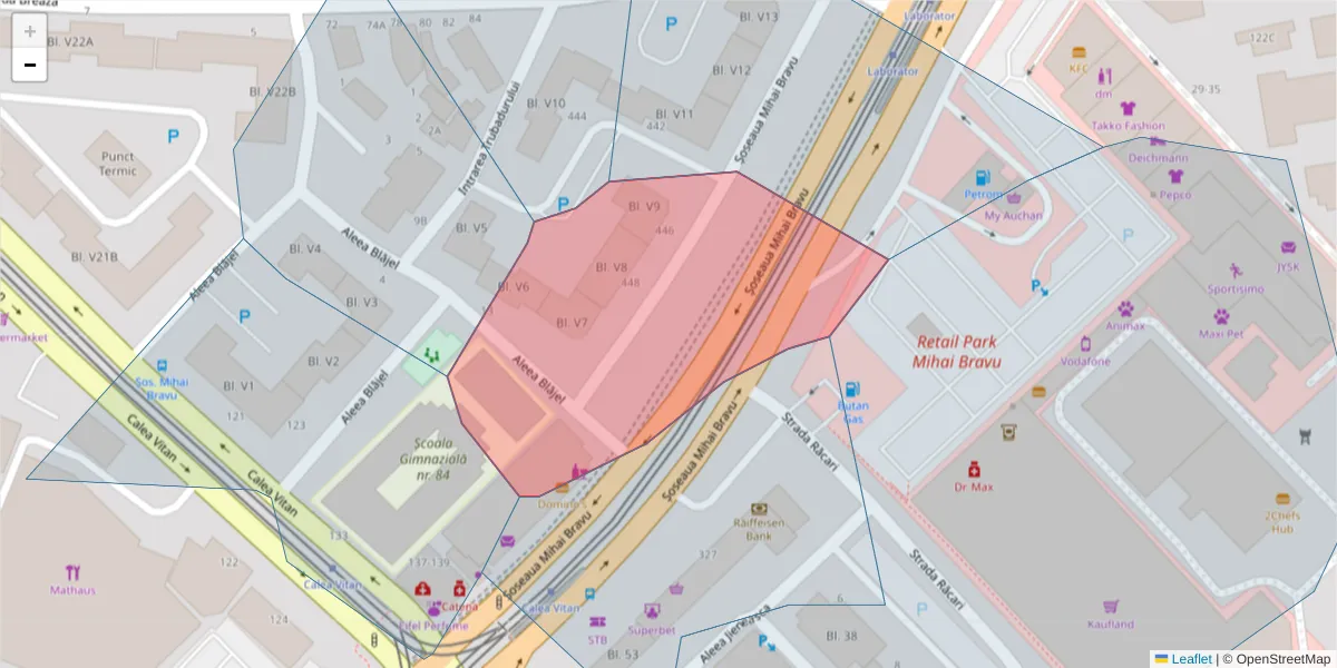 Hartă a codului poștal  și a codurilor poștale învecinate