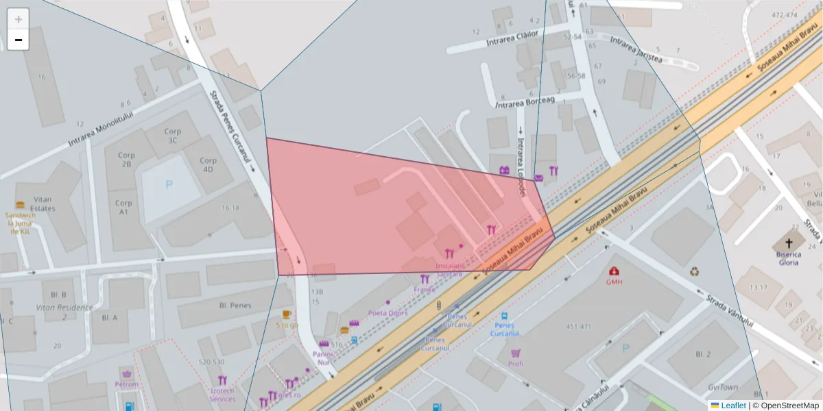 Hartă a codului poștal  și a codurilor poștale învecinate