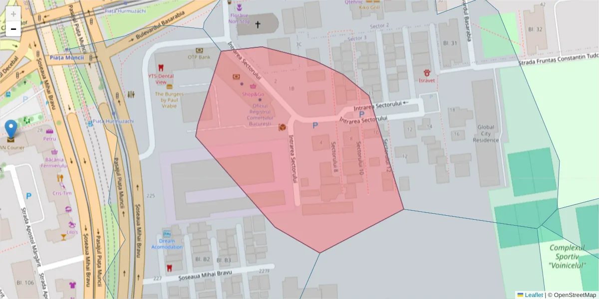 Hartă a codului poștal  și a codurilor poștale învecinate