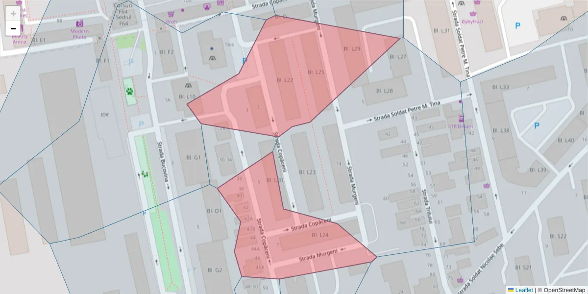 Hartă a codului poștal  și a codurilor poștale învecinate