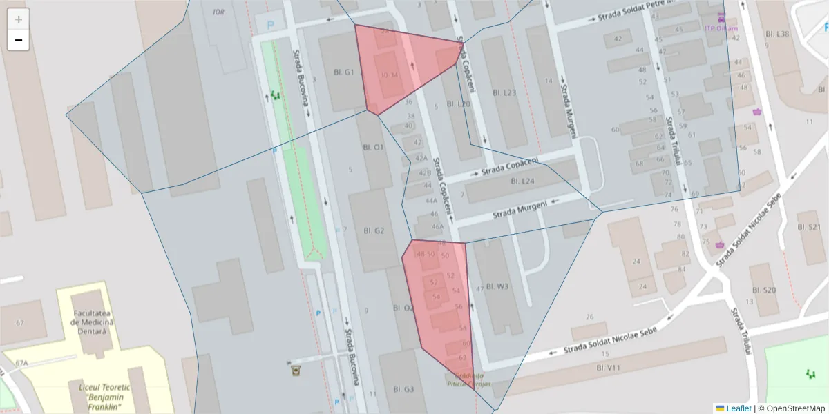 Hartă a codului poștal  și a codurilor poștale învecinate
