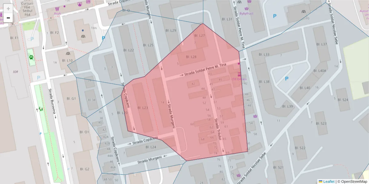Hartă a codului poștal  și a codurilor poștale învecinate