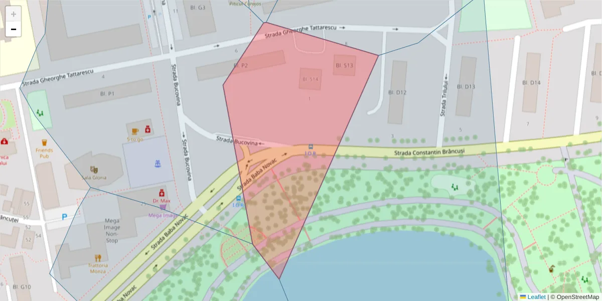 Hartă a codului poștal  și a codurilor poștale învecinate