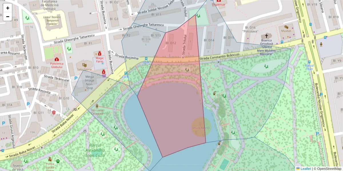 Hartă a codului poștal  și a codurilor poștale învecinate