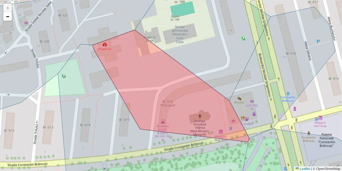 Hartă a codului poștal  și a codurilor poștale învecinate