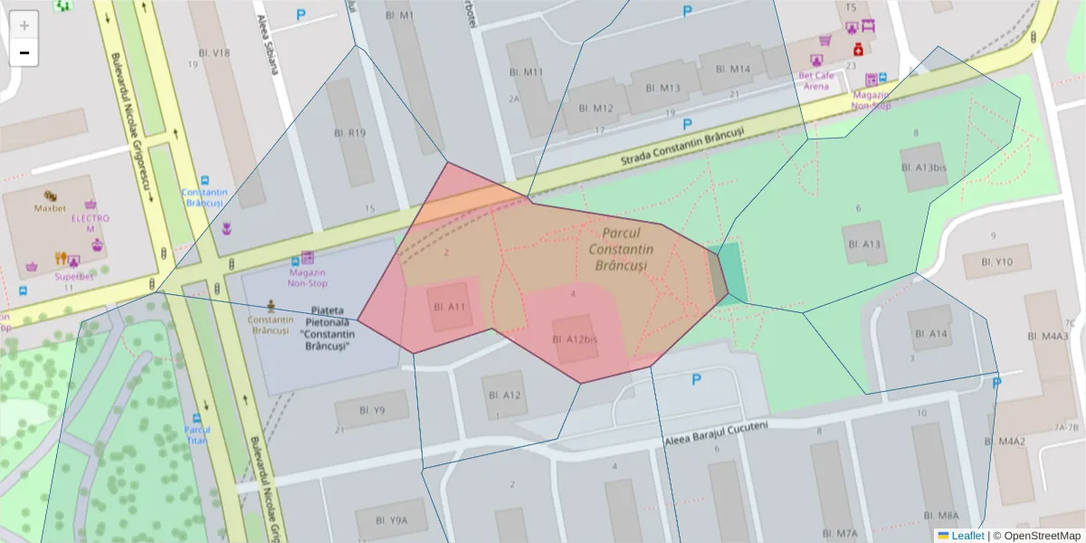 Hartă a codului poștal  și a codurilor poștale învecinate