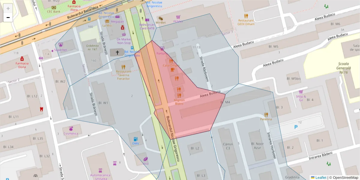 Hartă a codului poștal  și a codurilor poștale învecinate