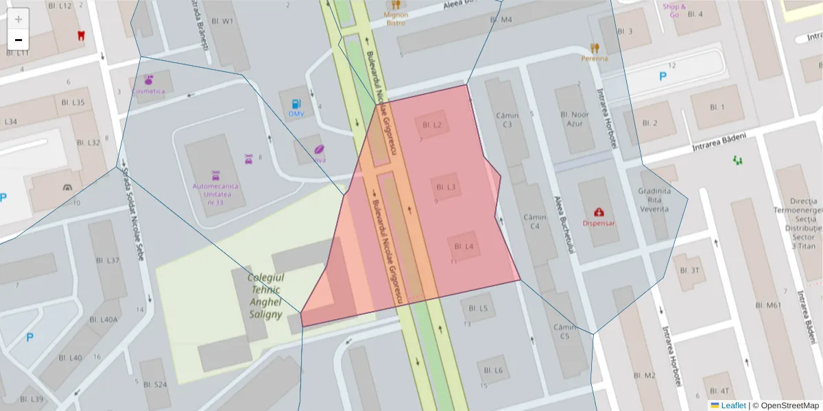 Hartă a codului poștal  și a codurilor poștale învecinate