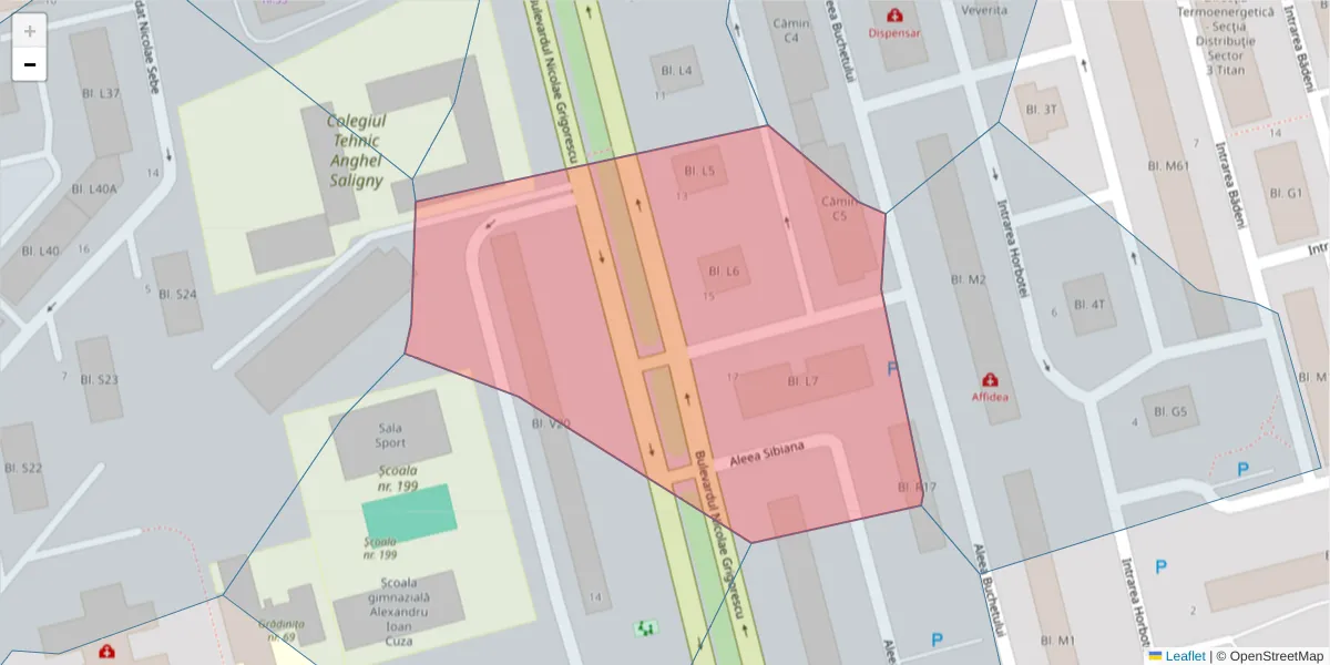 Hartă a codului poștal  și a codurilor poștale învecinate