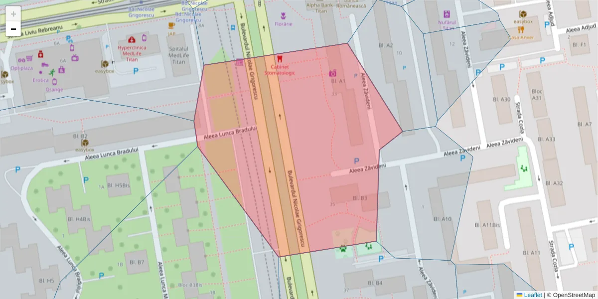 Hartă a codului poștal  și a codurilor poștale învecinate