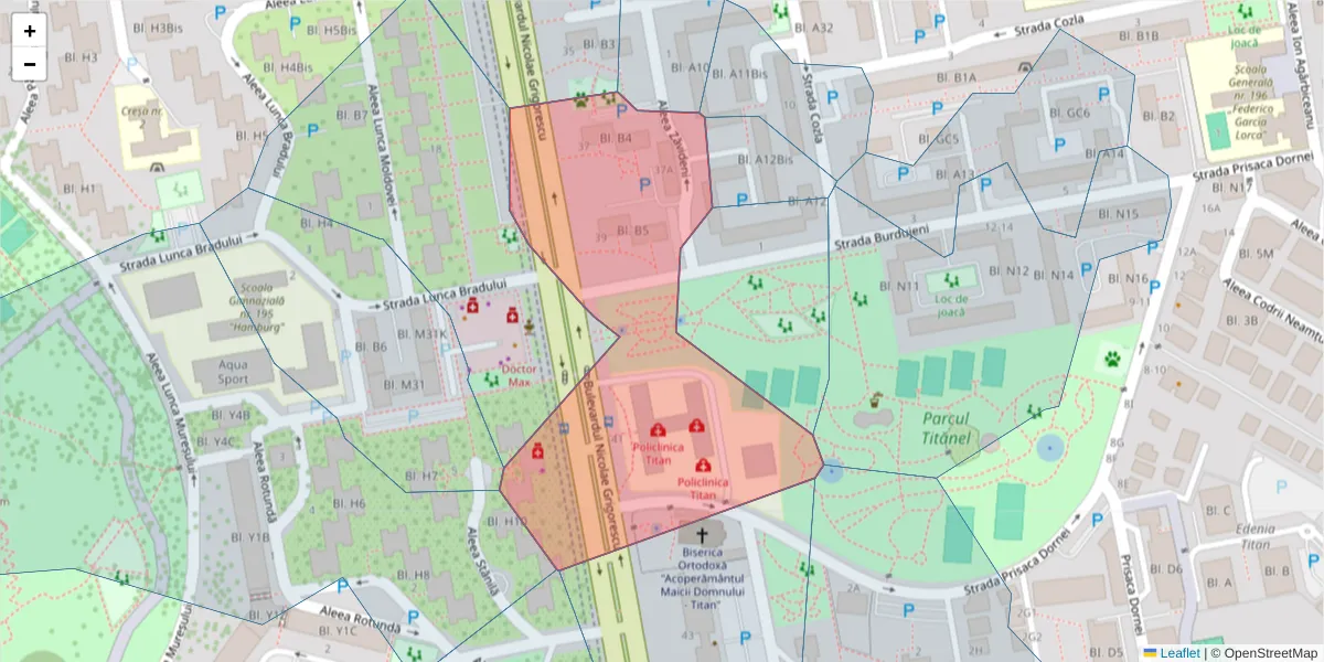Hartă a codului poștal  și a codurilor poștale învecinate