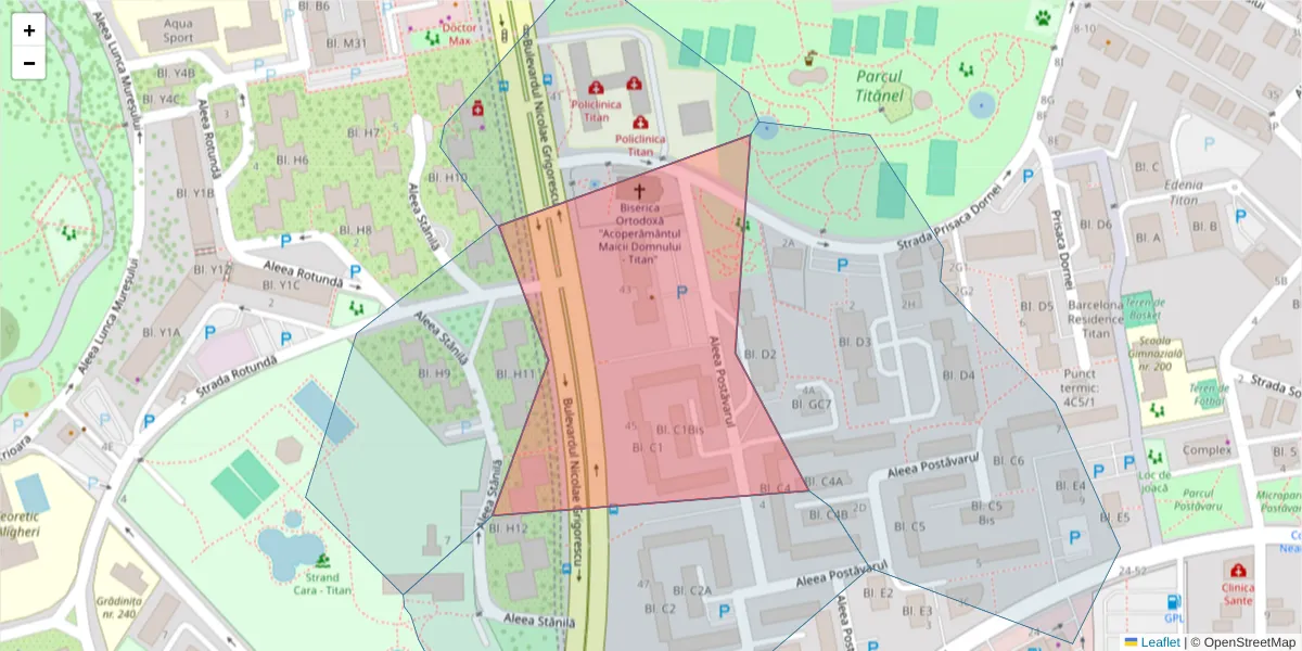Hartă a codului poștal  și a codurilor poștale învecinate