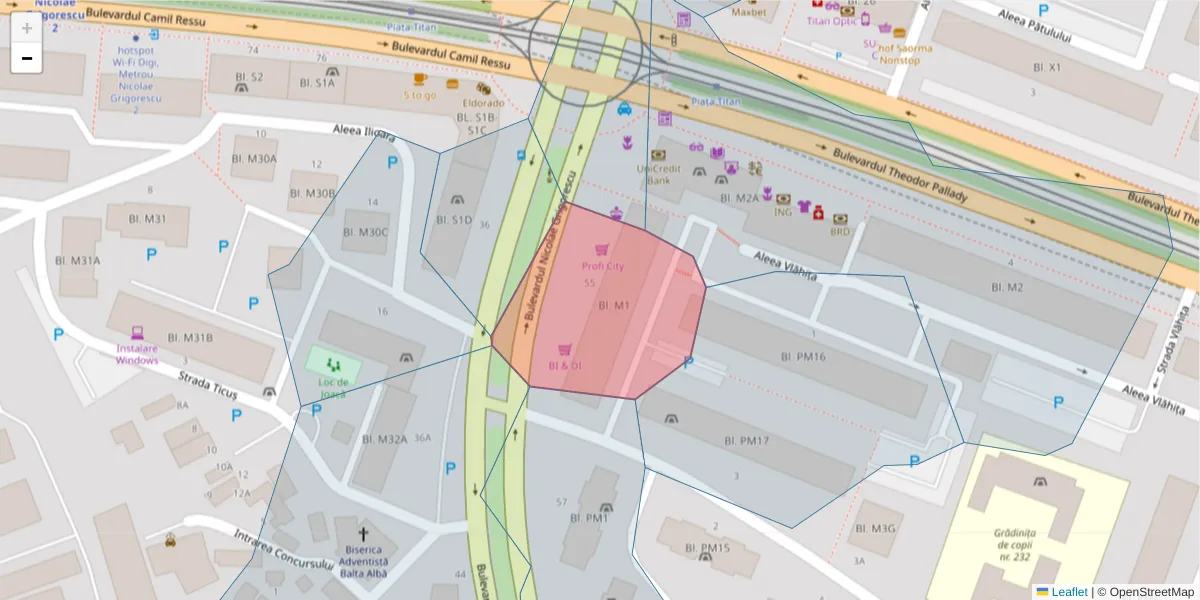 Hartă a codului poștal  și a codurilor poștale învecinate