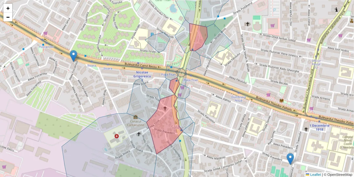 Hartă a codului poștal  și a codurilor poștale învecinate