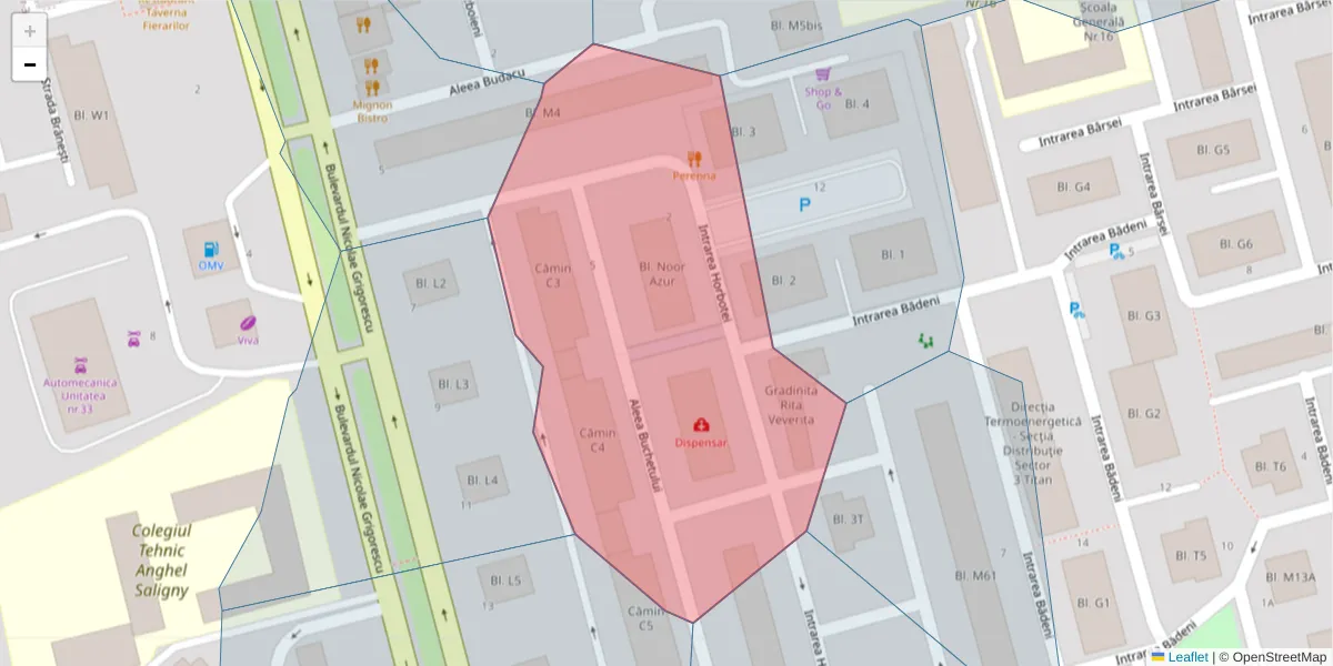 Hartă a codului poștal  și a codurilor poștale învecinate