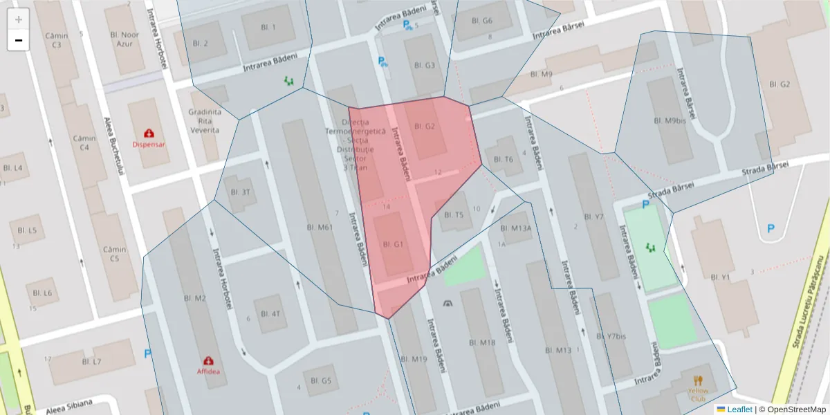 Hartă a codului poștal  și a codurilor poștale învecinate