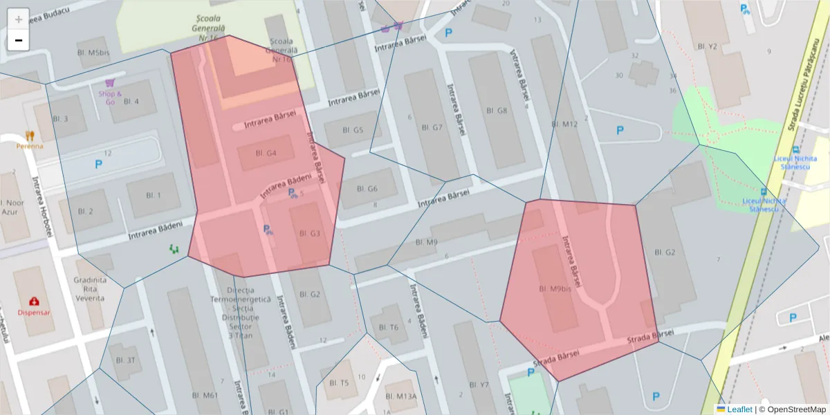 Hartă a codului poștal  și a codurilor poștale învecinate
