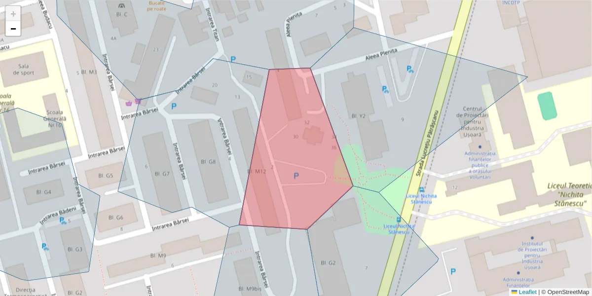 Hartă a codului poștal  și a codurilor poștale învecinate