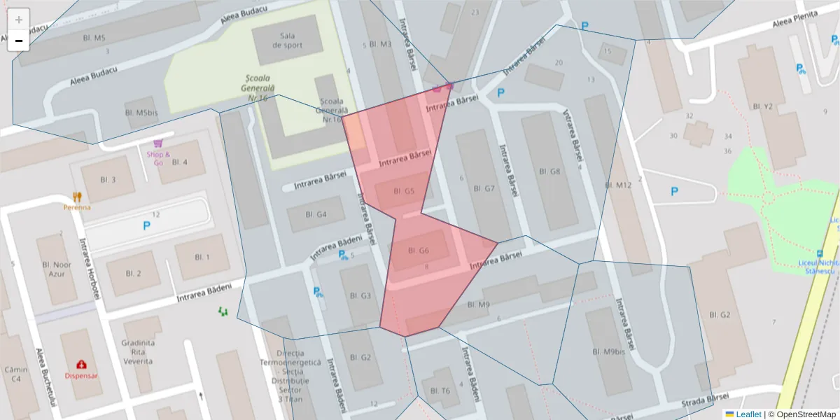 Hartă a codului poștal  și a codurilor poștale învecinate