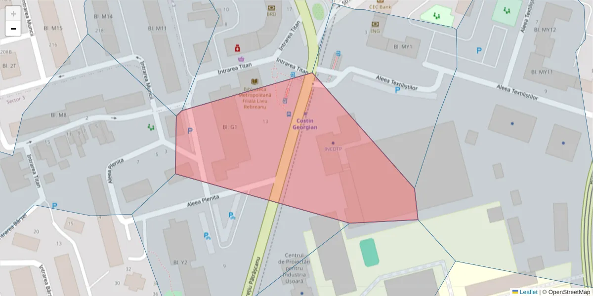 Hartă a codului poștal  și a codurilor poștale învecinate