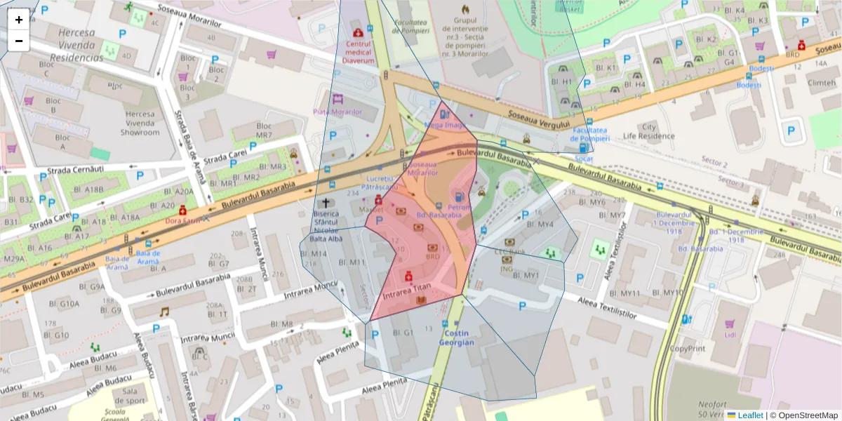 Hartă a codului poștal  și a codurilor poștale învecinate