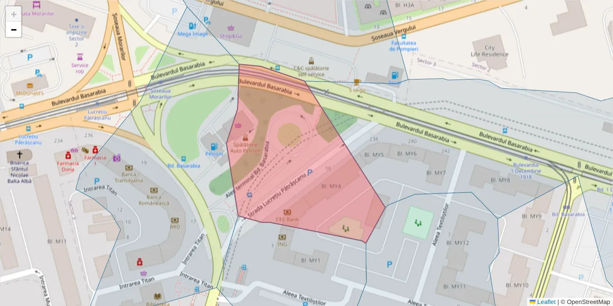 Hartă a codului poștal  și a codurilor poștale învecinate