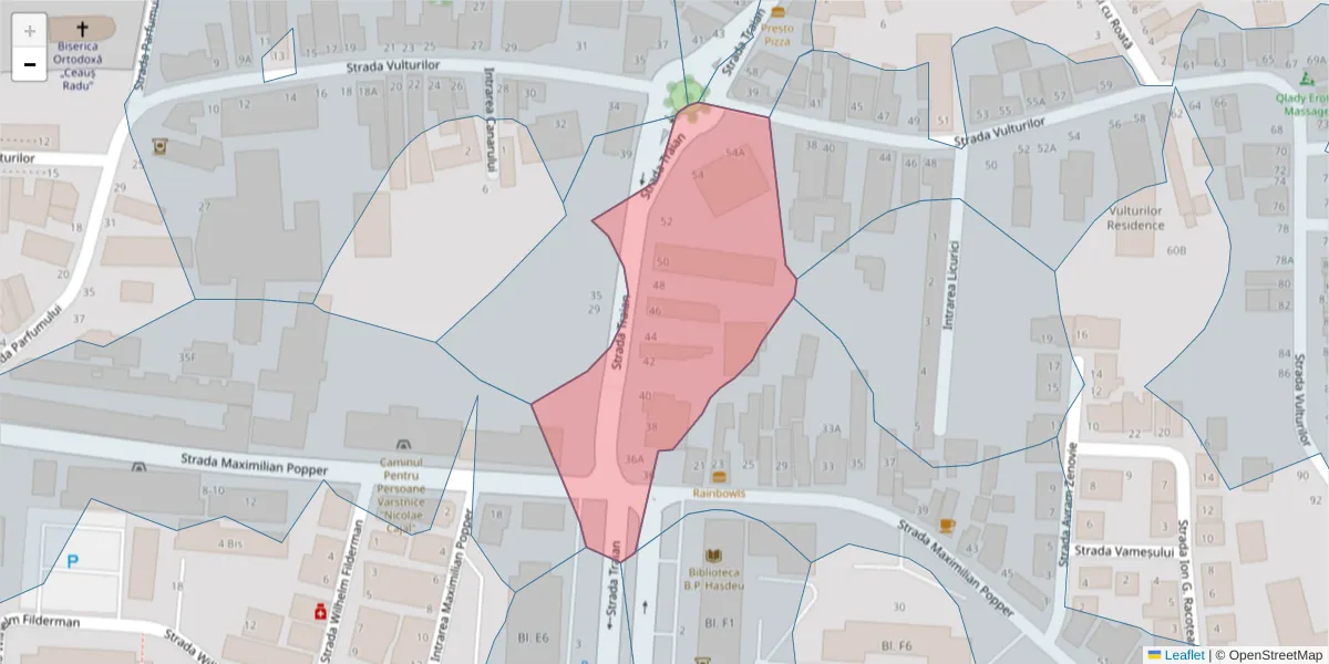 Hartă a codului poștal  și a codurilor poștale învecinate