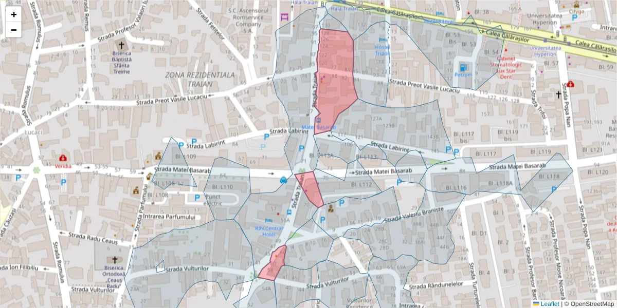 Hartă a codului poștal  și a codurilor poștale învecinate