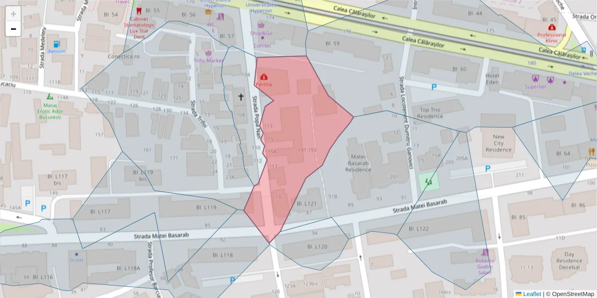 Hartă a codului poștal  și a codurilor poștale învecinate