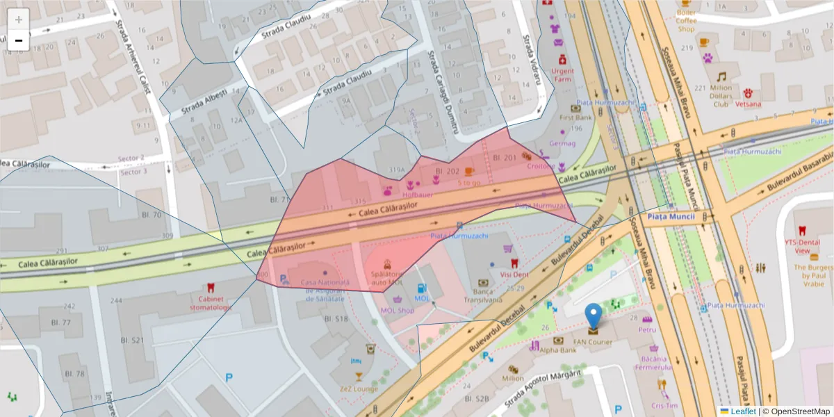 Hartă a codului poștal  și a codurilor poștale învecinate