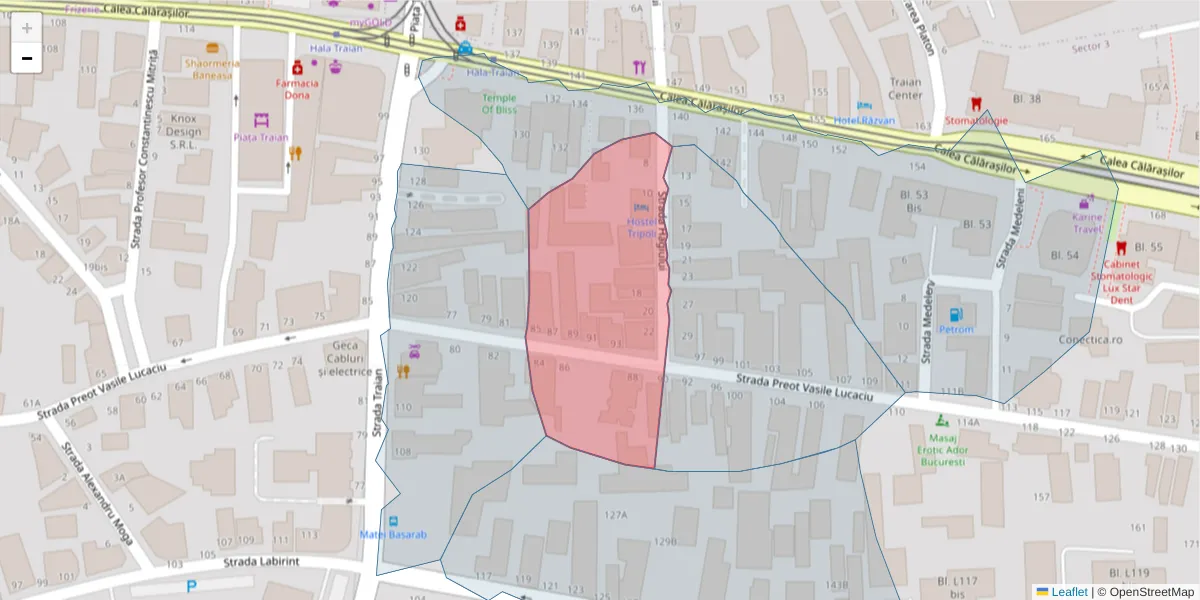 Hartă a codului poștal  și a codurilor poștale învecinate