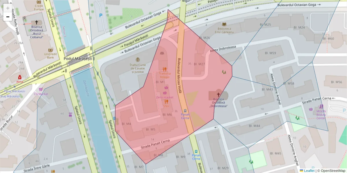 Hartă a codului poștal  și a codurilor poștale învecinate