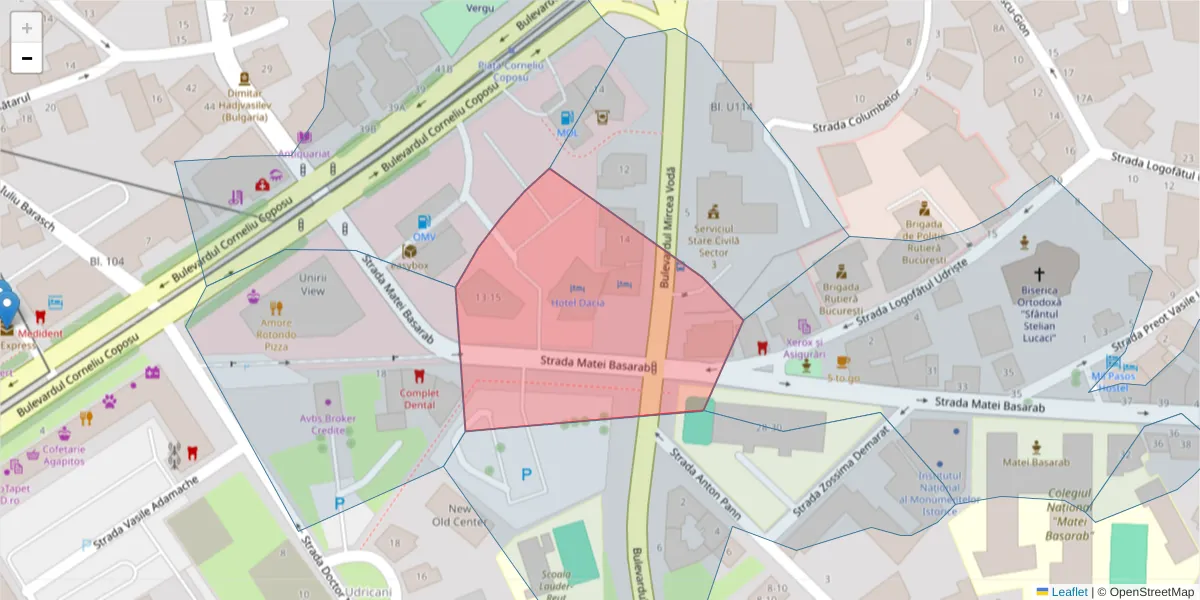 Hartă a codului poștal  și a codurilor poștale învecinate