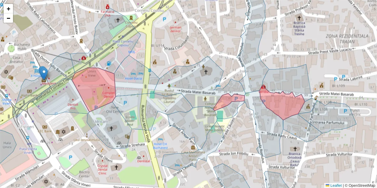Hartă a codului poștal  și a codurilor poștale învecinate
