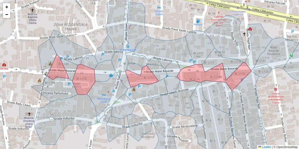 Hartă a codului poștal  și a codurilor poștale învecinate