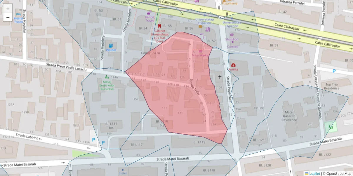 Hartă a codului poștal  și a codurilor poștale învecinate